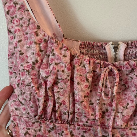 Reformation 4 Daria Rosin Linen Mini Dress in Pink Floral - Picture 8 of 12